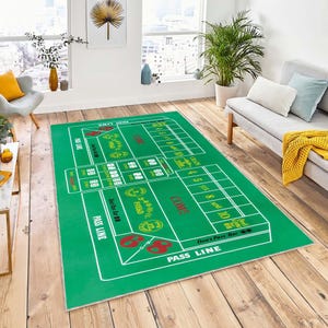 Craps Gamer Rug, Craps Rug, Casino Game Night Felt Table Rug, Craps Patterned Rug, Poker Night Party Rug, Game Night Rug, Poker Carpeting