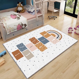 Hopscotch Teppich, Spielteppich, Lernteppich, Geschenke für Kinder, Teppich für Kinderzimmer, Raumdekor, Teppich für Mädchen, Spielmatte für Kinder