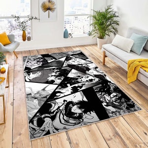 Anime Manga Rug, Polyester Velvet, Anti-Slip Cotton Base