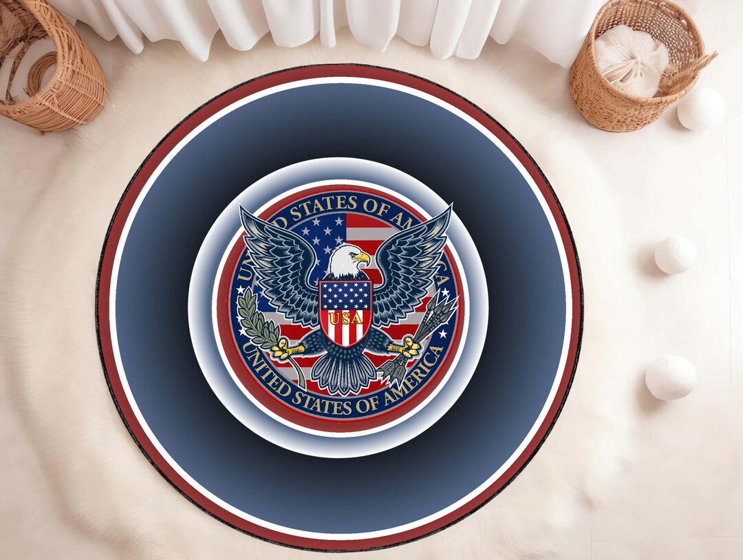 America Eagle Round Rug, American Dream Rug, United States of America ...