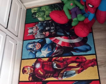 Spiderman, Ironman, Captain America, Thor, Hulk, Super Hero, Comics Cartoon Rug