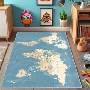 Tappeto mappa del mondo, tappeto educativo, tappeto mappa, mappa del mondo, tappeto con motivo di design, tappeto minimalista, tappeto per l'insegnamento scolastico, tappeto per l'arredamento della casa, tappeto da pavimento popolare