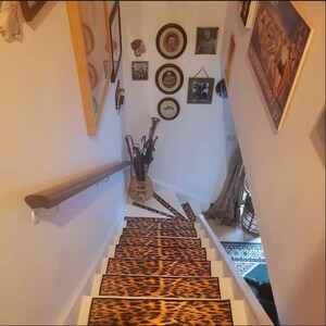 Leopard Rug, Modern Step Rug, Stair Tread, Stair Tread Rug, Non Slip, Stair Step, Leopard Patterned Rug, Designer Stair Tread, Pars Rugs