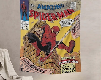 Retro Spider-Man Comic Book Cover Tapestry: Geek Room Decor