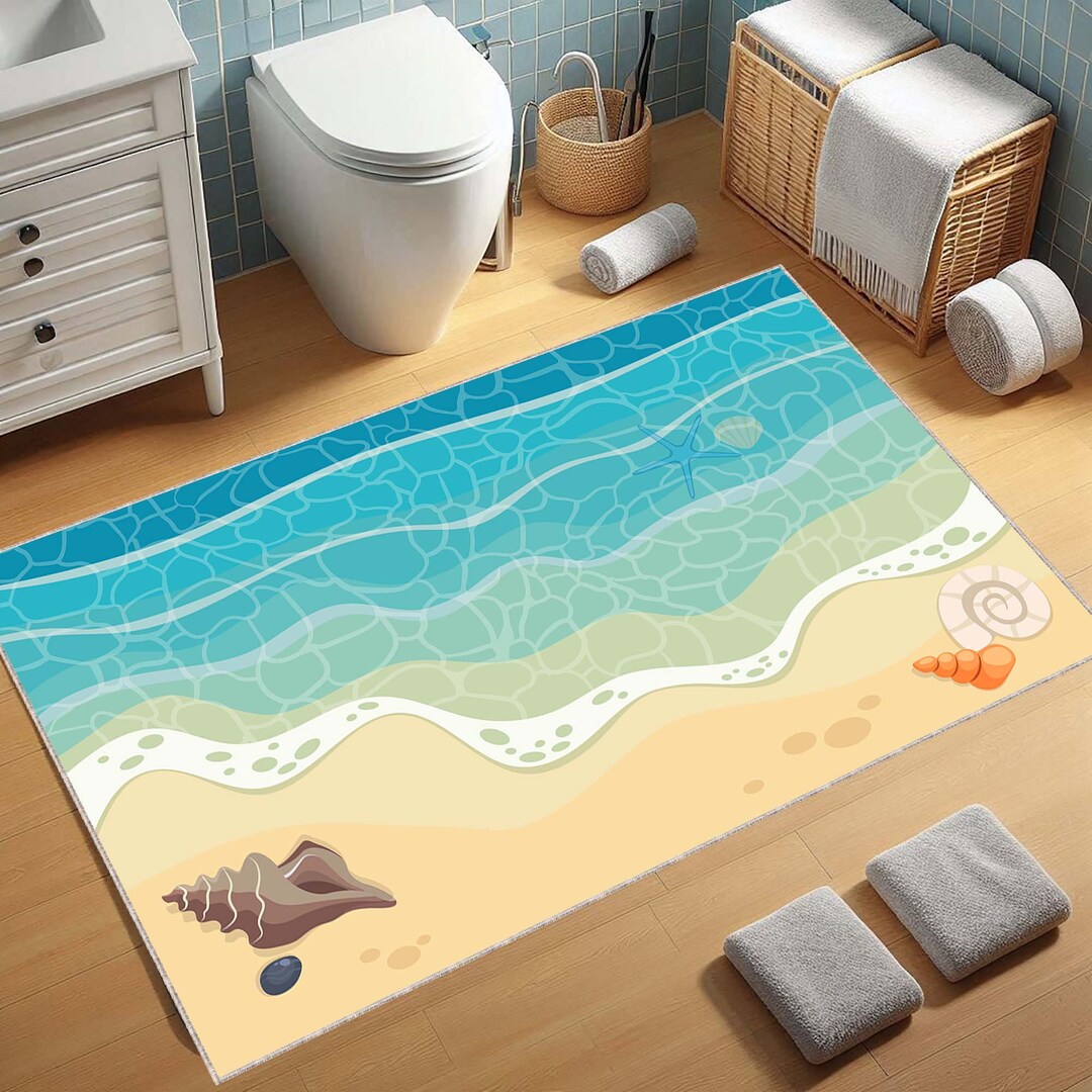 Sand Catching Rug The Swish of Sand on the Beach Bath Mat, Beach Rug, Sand Rug, Modern ...