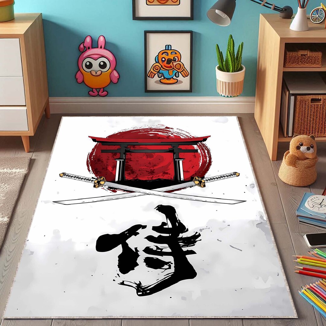 Samurai Rug, Japanese Culture Rugs, Home Decor Rug, Game Rug, Area Rug ...