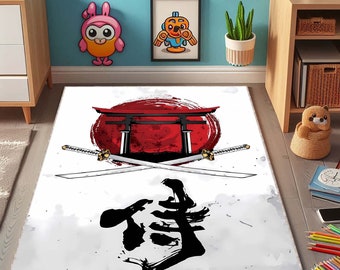 Samurai Rug, Japanese Culture Rugs, Home Decor Rug, Game Rug, Area Rug, Themed Rug, Samurai Sword Rug