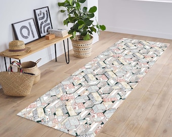 Geometric Runner Rug: Boho Hallway Floor Mat