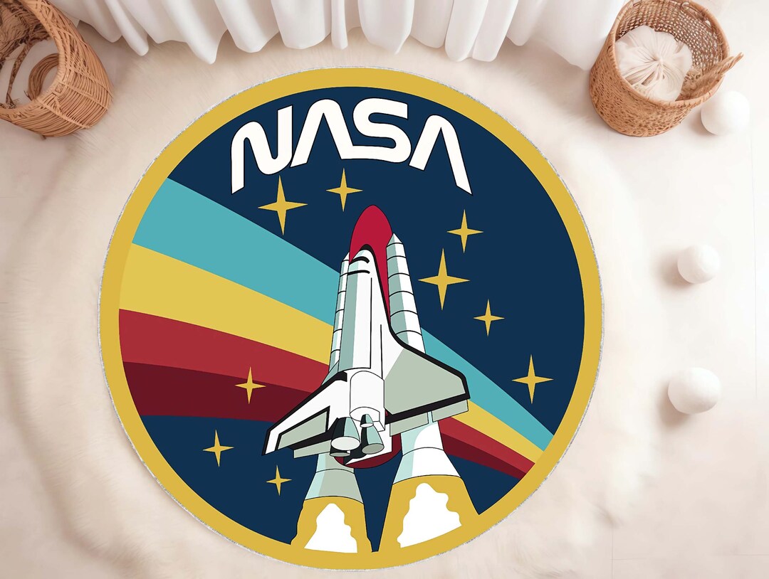 Nasa Rug Round Nasa Rug, Rocet Rug, Space Rug, Round Rug, Home Decor, Carpet, Rugs for ...