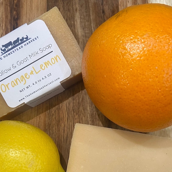 Orange and Lemon Goat Milk Beef Tallow Soap