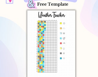 Weather Tracker A5 Bullet Journal Page Digital Yearly Tracker Planner Monthly Tracker Weather Log