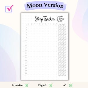 Sömnspårare med sömnkvalitetsbedömning Bullet Journal PDF Utskrivbar Månatlig sömnspårare Sömnloggmall Sömnkvalitetsspårare bild 2