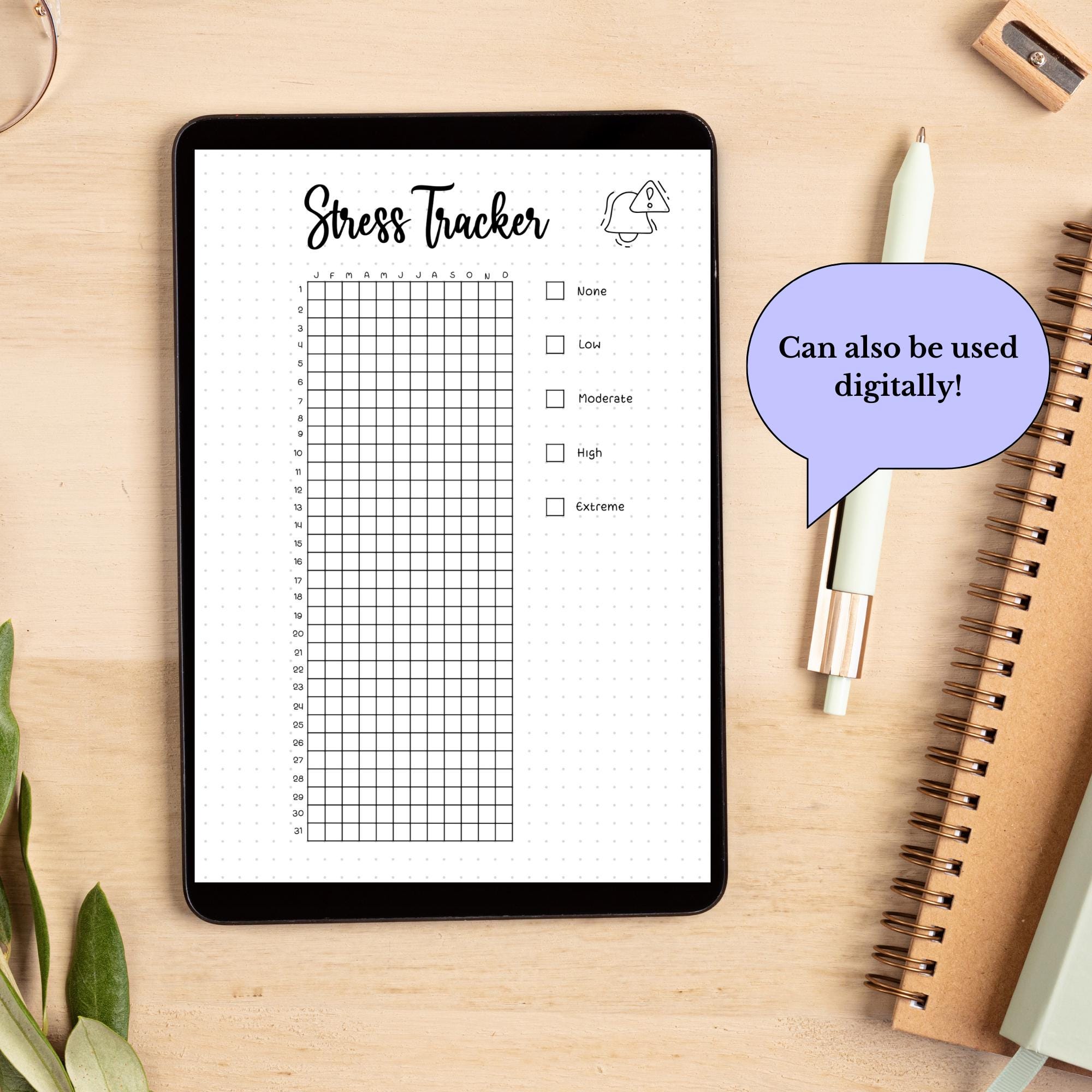Stress Log Example Stress Tracker Bullet Journal Printable PDF Stress Log Mood Tracker ...