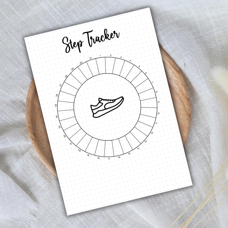Step Tracking Style Step Tracker Wheel Bullet Journal PDF Steps Log Workout Tracker Health ...