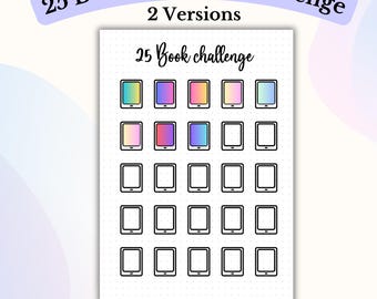 25 Buch e-Reader Challenge Bullet Journal Printable Lesetagebuch Lesetracker Bujo Digitales Buchtracker Buchjournal Lesejournal