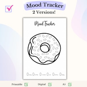 Humörspårare för munkar Bullet Journal Söt Månatlig Humörspårare Daglig Spårare Mental Hälsospårare Matspårare