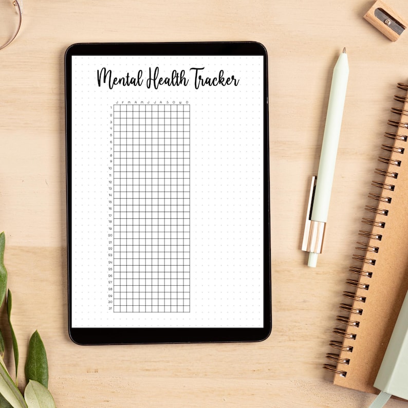Mental Health Tracker Bullet Journal Printable Symptoms Tracker Anxiety ...