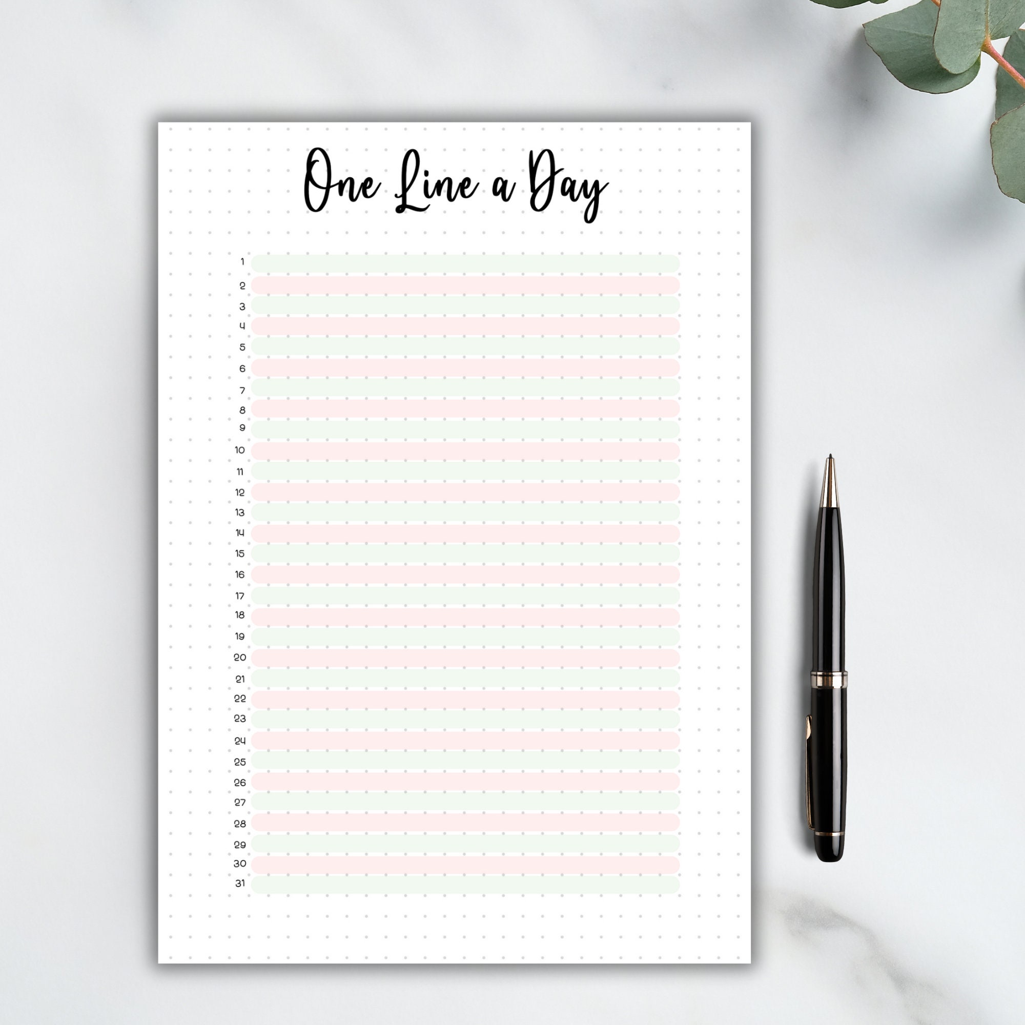 One Line a Day Bullet Journal Page A5 Gratitude Journal Printable ...