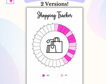 Shopping Tracker Habit Wheel Bullet Journal Page  Monthly Shopping Log Printable Bujo Page Shopping Log Spending Tracker
