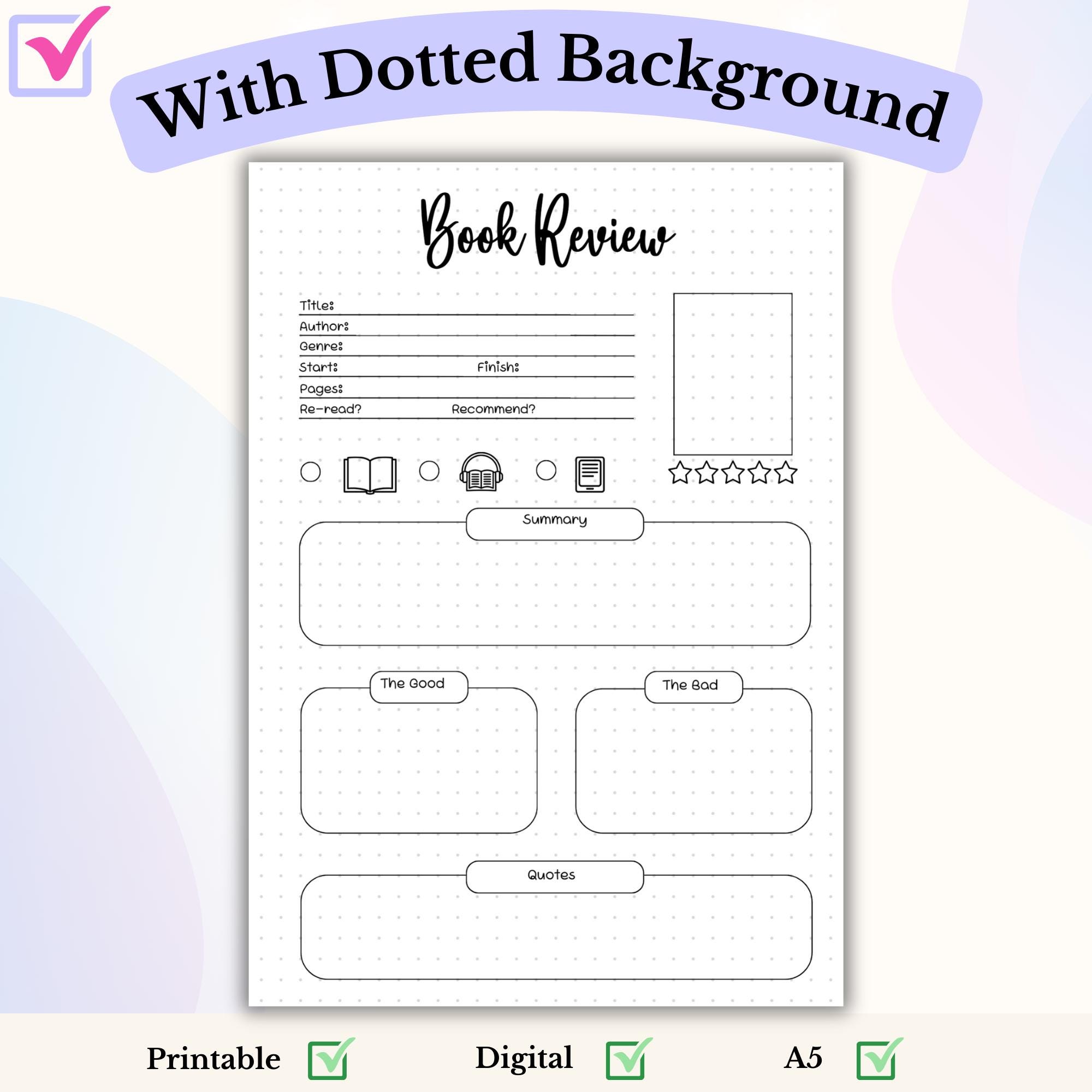 Book Review Bullet Journal Printable Book Tracker Printable Reading Log ...