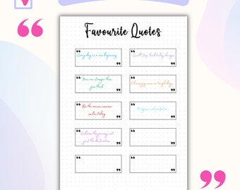 Favourite Quotes Journal Page A5 Inspiring Quotes, Motivational Quotes, Journal Page Inserts, Printable Journal Page, Book Quotes, That Girl
