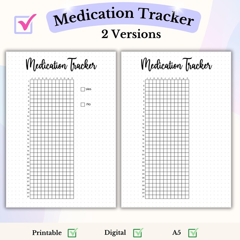 Medication Tracker Bullet Journal Printable Health Tracker Pill Tracker ...