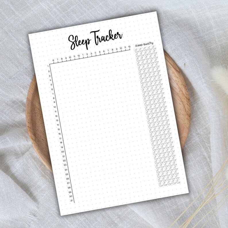 Sömnspårare med sömnkvalitetsbedömning Bullet Journal PDF Utskrivbar Månatlig sömnspårare Sömnloggmall Sömnkvalitetsspårare bild 7