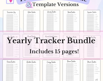 Lot de pages de trackers annuels Bullet Journal Pages PDF Bullet Journal Tracker Pack économique Pack de démarrage Bujo