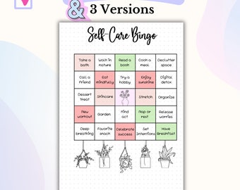 Self Care Bingo Bullet Journal A5 Printable Digital Self Care Tracker Wellness Journal Page