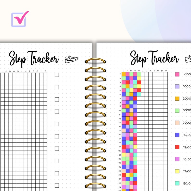 Step Rangs Step Tracker Bullet Journal PDF Steps Log Workout Tracker Health ...