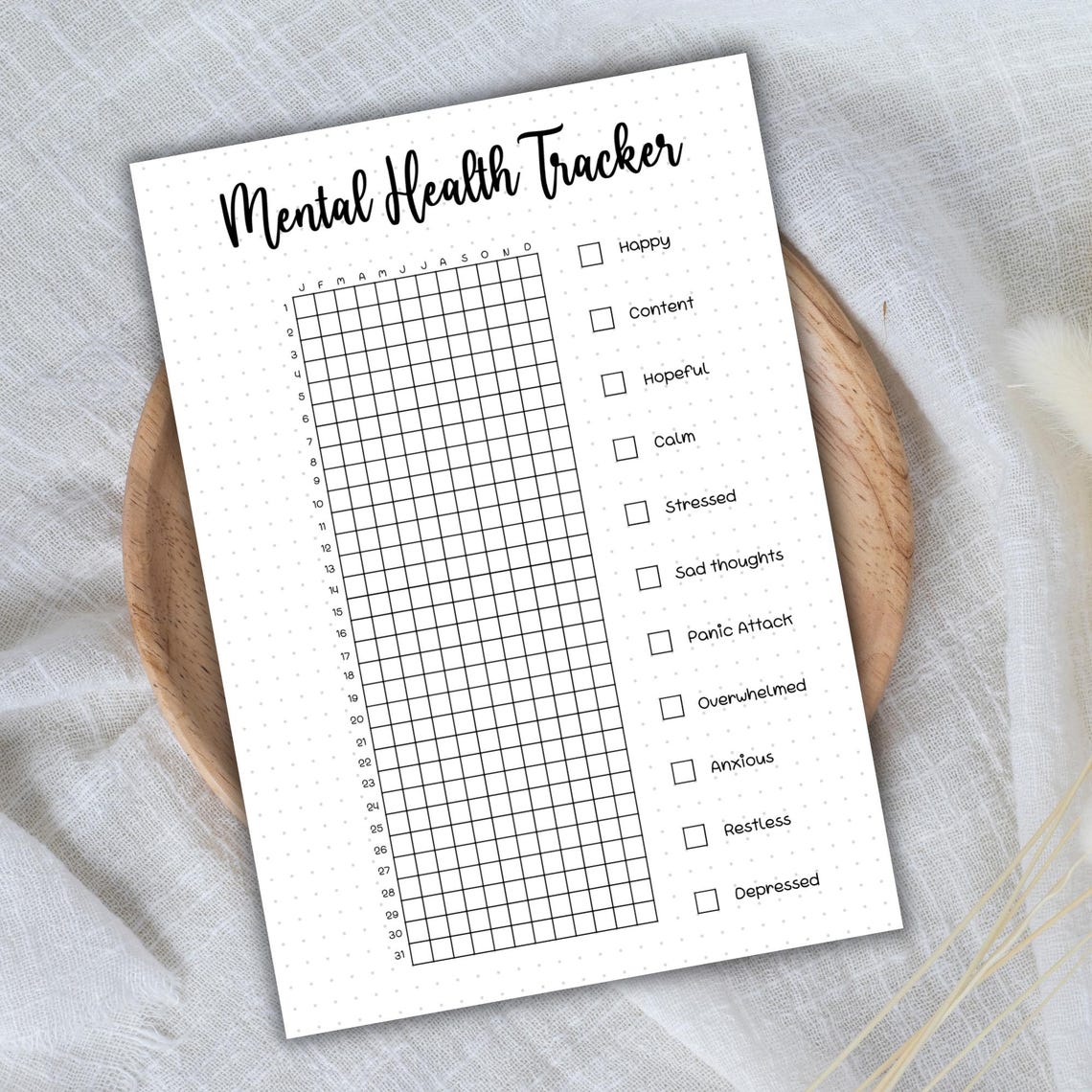 Mental Health Tracker Bullet Journal Printable Symptoms Tracker Anxiety ...