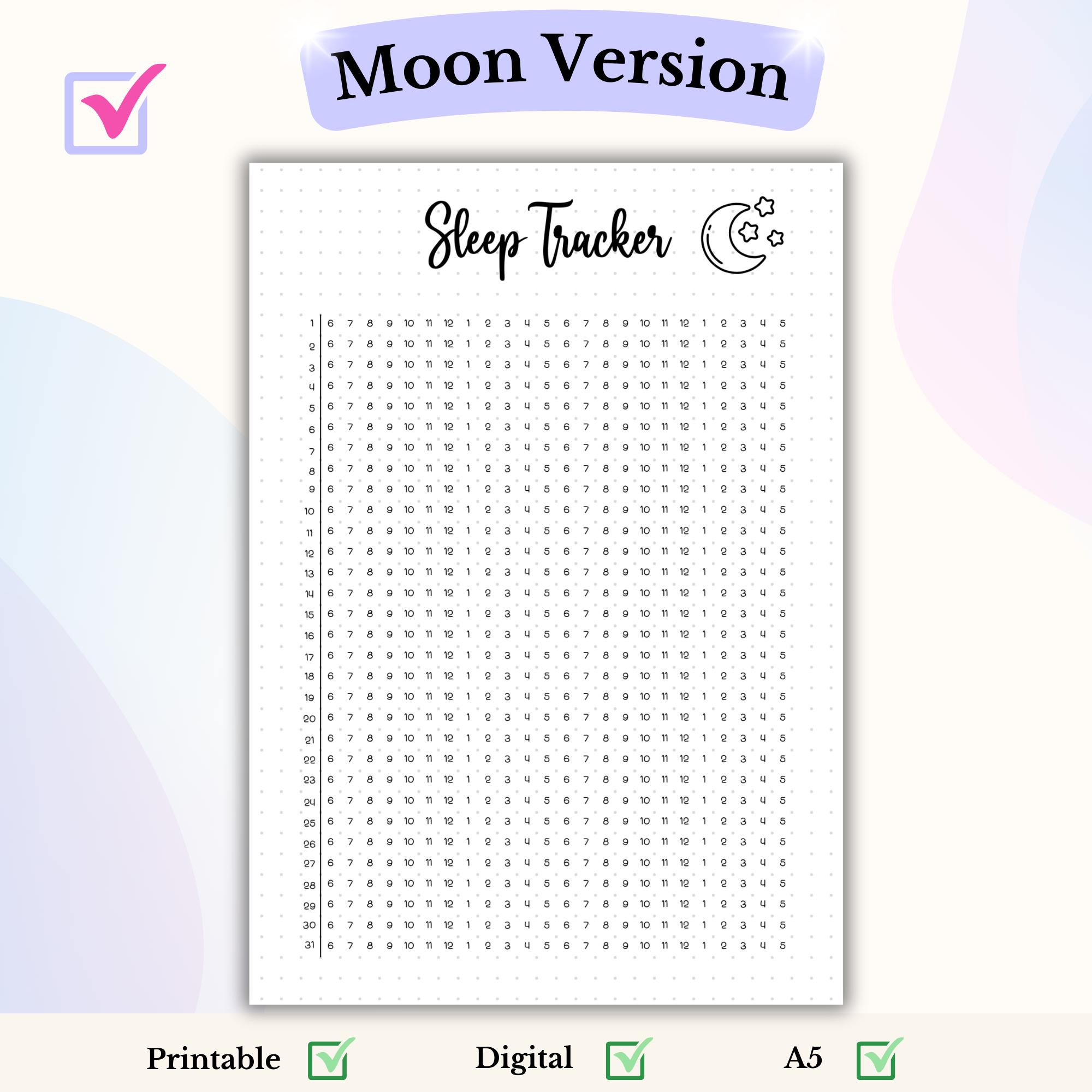 Sleep Tracker 24 Hour Bullet Journal PDF Printable Monthly Sleep ...
