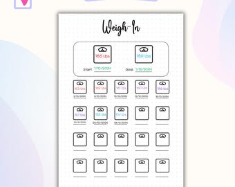 Weigh-In Tracker Bullet Journal Weight Tracker Fitness Tracker Workout Tracker Weight Log Activity Log
