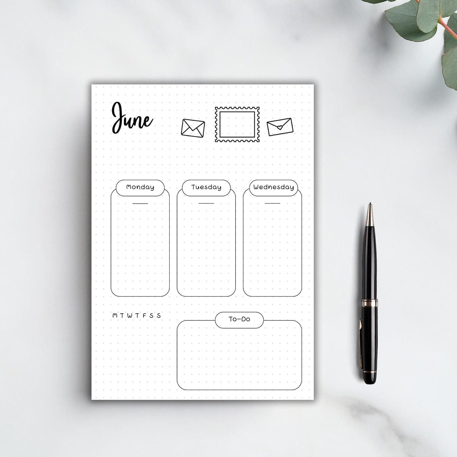 Weekly Spread Bullet Journal Page A5 Printable Digital Planner Undated ...