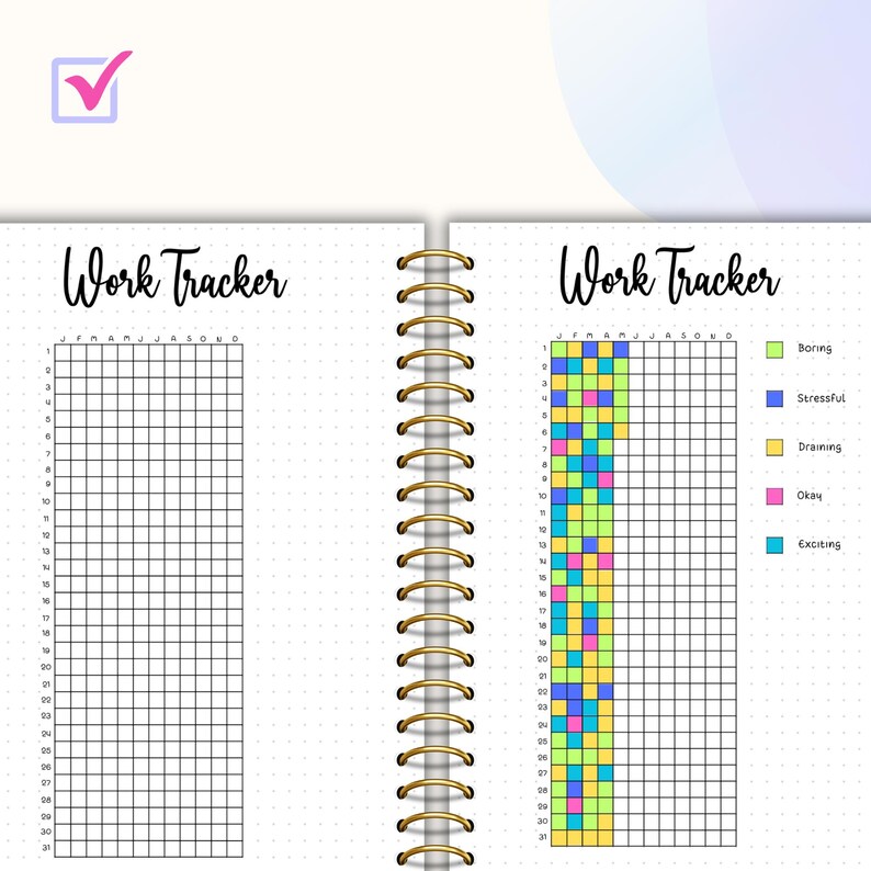 Work Tracker Yearly Bullet Journal PDF Work Log Mental Health Tracker ...