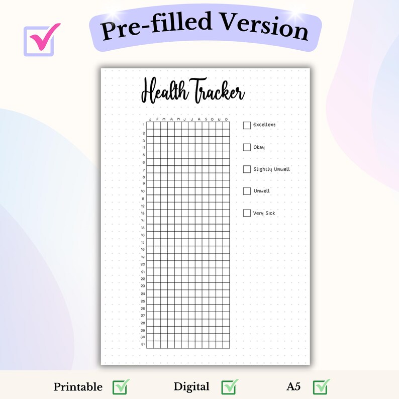 Health Tracker Bullet Journal Health Log Symptoms Tracker Health ...