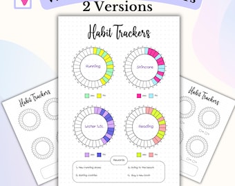 Habit Tracker Wheel Bullet Journal PDF Step Tracker Water Tracker Fitness Tracker