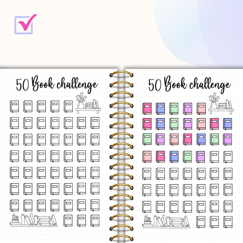 50 Book Challenge Bullet Journal Printable Reading Log Reading Tracker ...