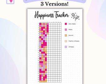 Happiness Tracker Bullet Journal Printable Mood Tracker Self-esteem Tracker Yearly Happiness Log Bujo Tracker Wellness Planner Joy Tracker