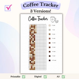 Pagina stampabile del diario Bullet Tracker del caffè Registro annuale del caffè Tracker giornaliero della caffeina Registro della caffeina