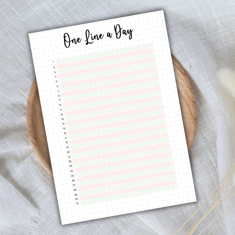 One Line a Day Bullet Journal Page A5 Gratitude Journal Printable ...
