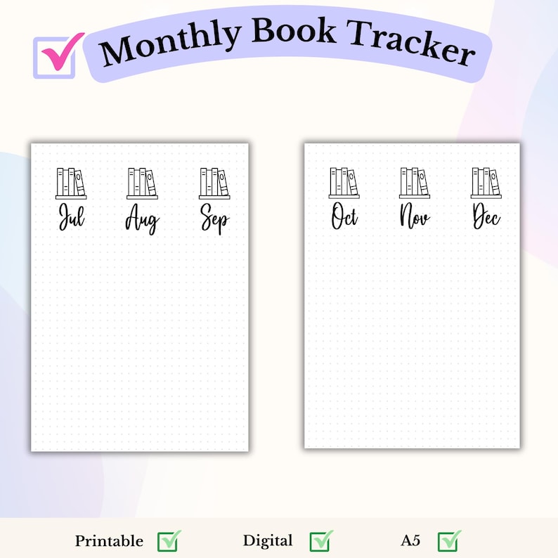 Monthly Book Tracker Bullet Journal Printable Monthly Reading Log ...
