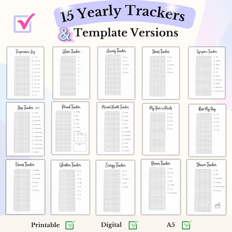 Zestaw Bullet Journal 2026 Zestaw startowy Bullet Journal Roczny tracker Miesięczne trackery Pakiet ekonomiczny Tracker nastroju Pakiet Bujo zdjęcie 5