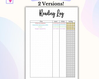 Leeslogboek Bullet Journal Afdrukbare boektracker Afdrukbare boektracker Boeklogboekleesplanner