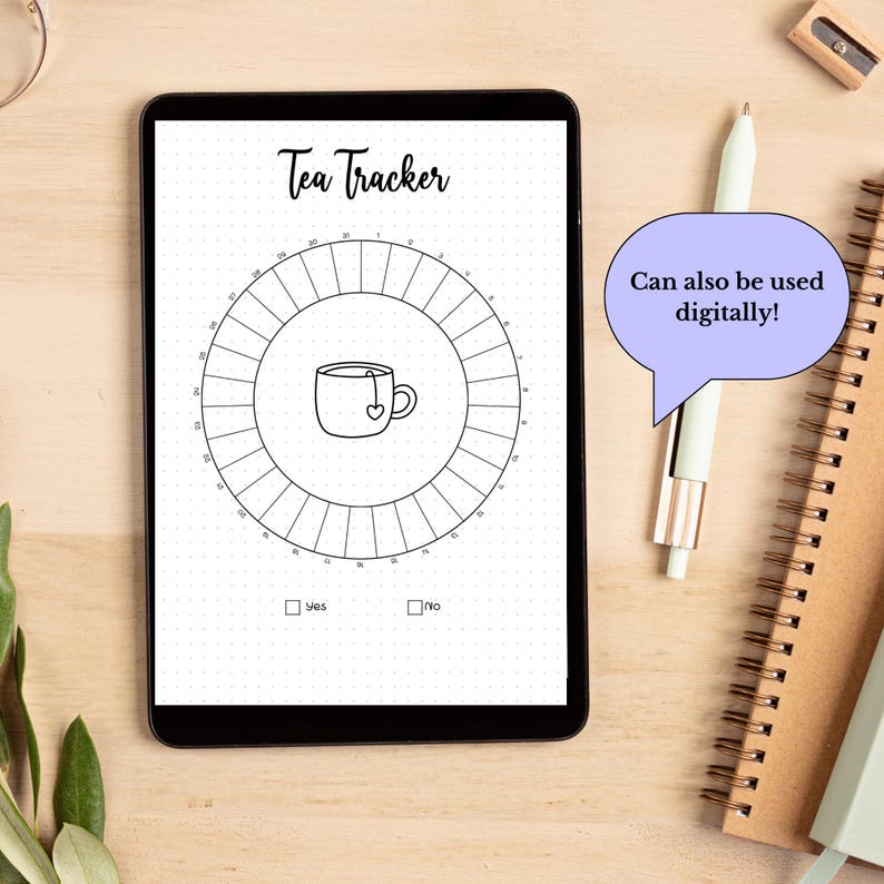 Trackerr Tea Tea Tracker Wheel Bullet Journal Printable Page Monthly Tea Log Daily ...