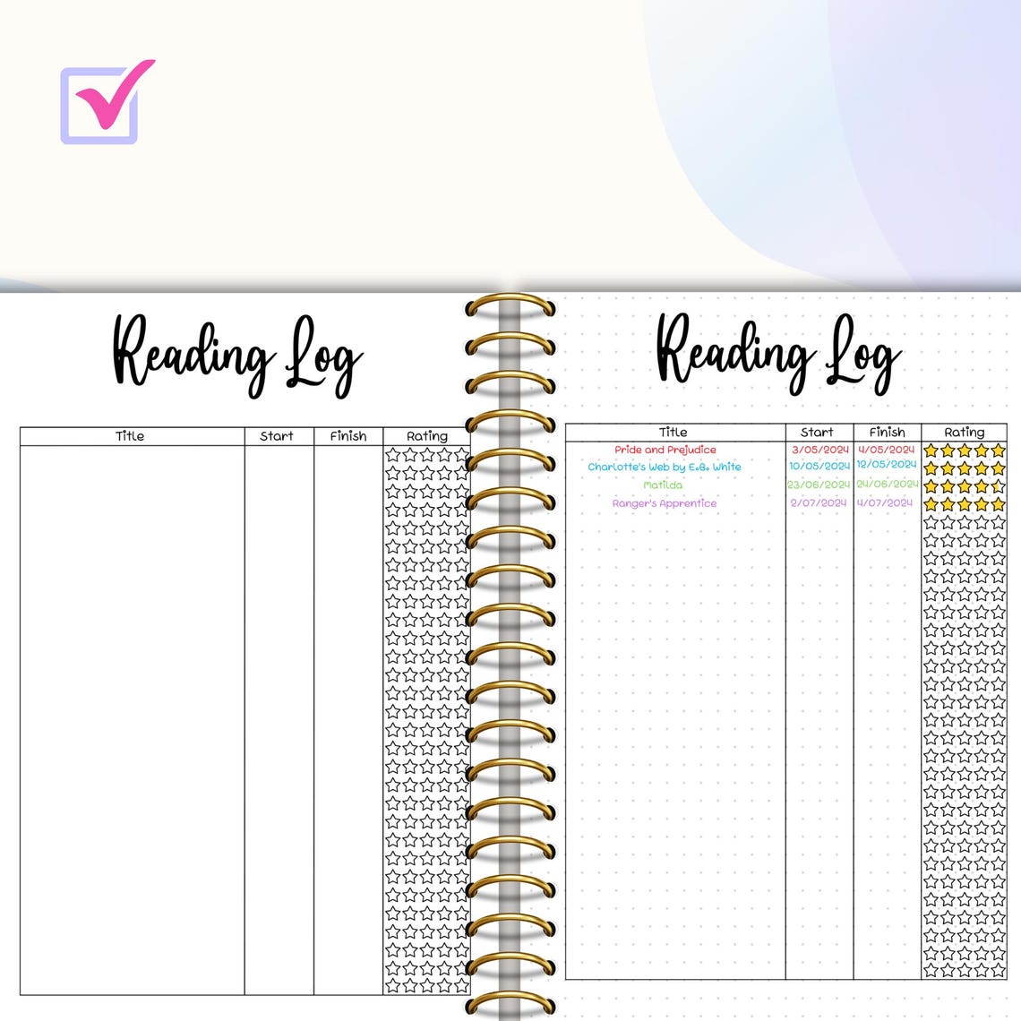 Reading Log Bullet Journal Printable Book Tracker Printable Book ...