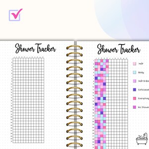 Puede incluir: Un rastreador de ducha imprimible con una cuadr&iacute;cula para cada d&iacute;a del mes. El rastreador incluye una clave con cuadrados de diferentes colores que representan diferentes rutinas de ducha, como lavarse el cabello, lavarse el cuerpo, lavarse el cabello y el cuerpo, exfoliar, todo y no ducharse.