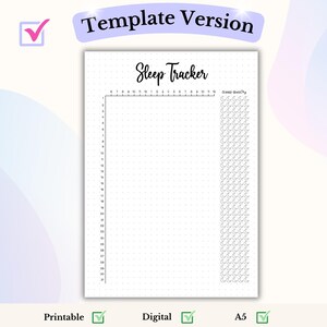 Sömnspårare med sömnkvalitetsbedömning Bullet Journal PDF Utskrivbar Månatlig sömnspårare Sömnloggmall Sömnkvalitetsspårare bild 3