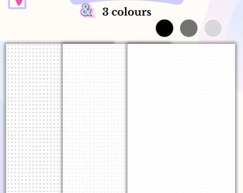 Dot Grid Bullet Journal Notebook Digital Paper Download A5 5mm Dot Grid Printable for Journal Study Black Dark Grey Light Grey Monochrome