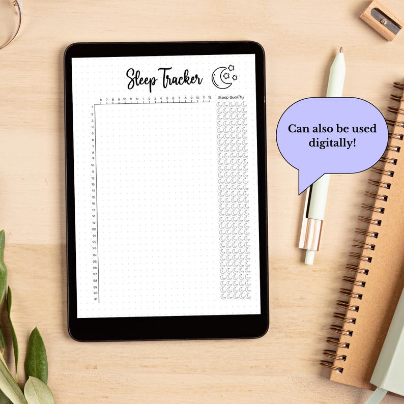 Sömnspårare med sömnkvalitetsbedömning Bullet Journal PDF Utskrivbar Månatlig sömnspårare Sömnloggmall Sömnkvalitetsspårare bild 4